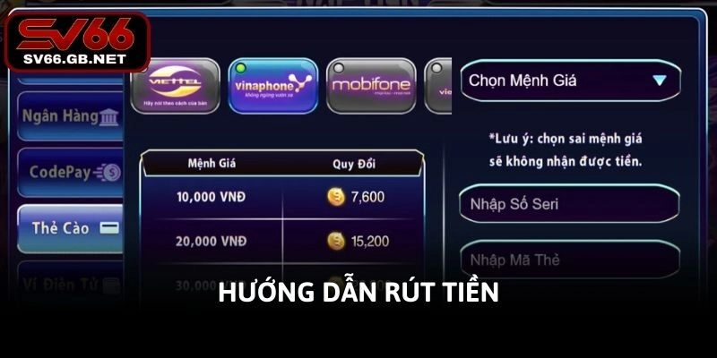 Hướng dẫn rút tiền